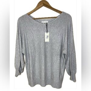 NWT MAX STUDIO dolman 3/4 length sleeve boat neck sweater Women’s Size Large